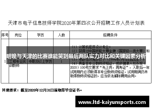 明晚与天津的比赛谁能笑到最后两队实力对比和关键因素分析